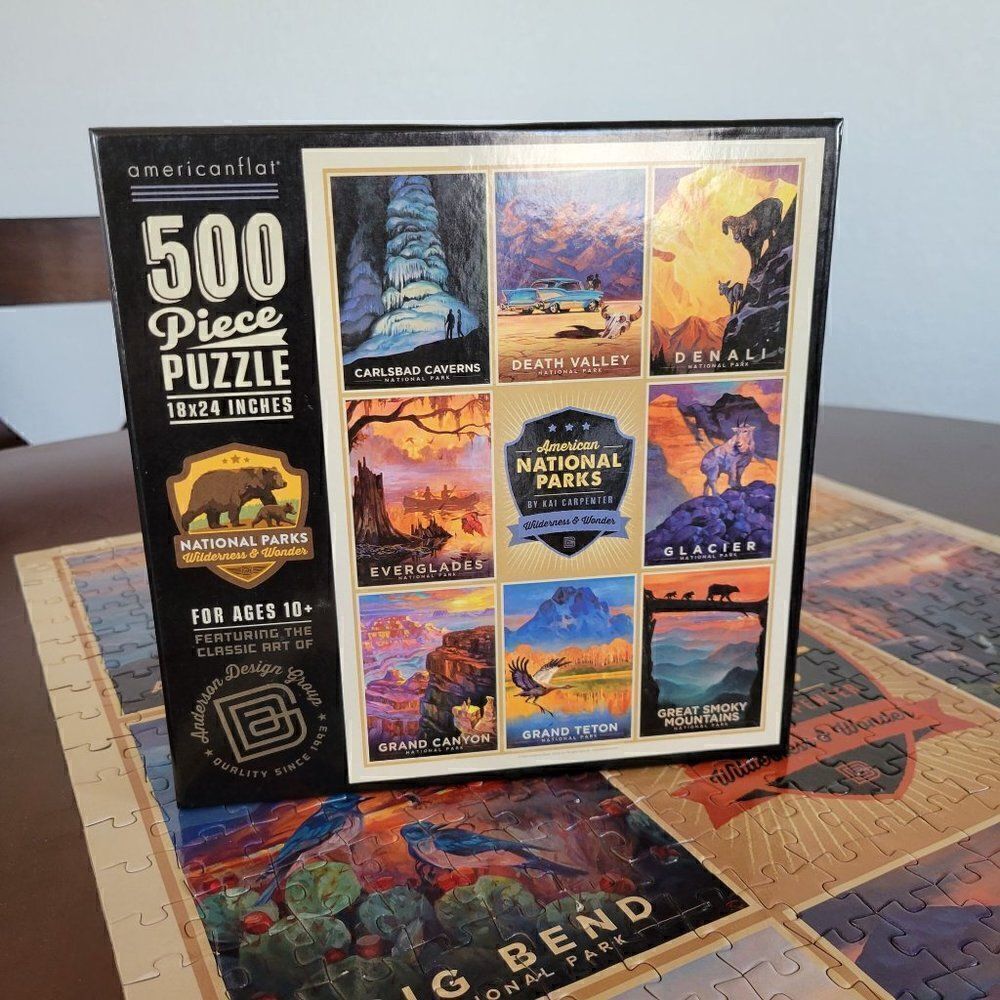 Americanflat 500 Piece National Parks Jigsaw Puzzle 18x24 Inches by Anderson Des